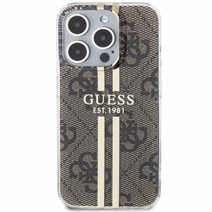 Guess IML 4G Gold Stripe viedtālruņa apvalks iPhone 15 Pro - brūns