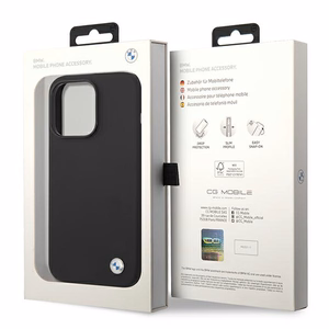 BMW BMHCP14MSILBK iPhone 14 Plus 6.7 - melns silikona/metāla logotips