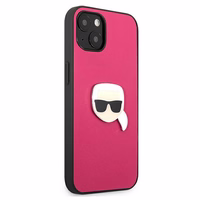 Karl Lagerfeld Ādas Ikonik Karl's Head Metāla apvalks iPhone 13 mini - rozā