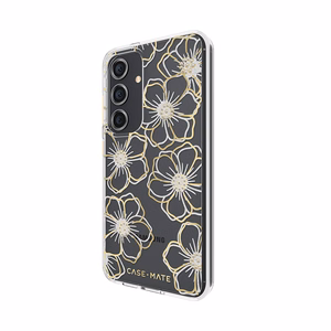 Case-Mate Floral Gems vāciņš ierīcei Samsung Galaxy S24, zelta krāsā