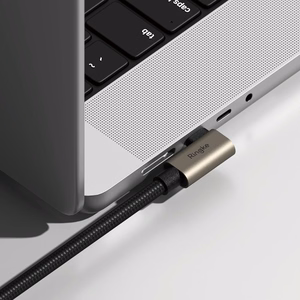 Ringke 3.2 gen. 2x2 USB-C, PD 3.1 240W 2m leņķveida kabelis - melns