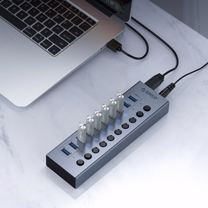 Orico BT2U3-16AB Sadalītājs 16x USB-A 3.0 ar slēdžiem - pelēks