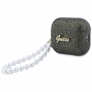 Guess Glitter Pearl Siksniņa Maciņš for AirPods Pro 3 - melns and Glitter