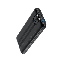 Portatīvais lādētājs Choetech B654 10000mAh 22,5W USB-A / USB-C / micro USB ar iebūvētu USB-C / Lightning kabeli (melns)