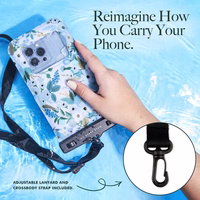 Rifle Paper Waterproof Floating Pouch - Waterproof maciņš smartphones up to 6.7" (Garden Party zils)