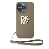 DKNY Viedtālruņa apvalks ar siksniņu un logotipu iPhone 15 Pro - bēšs