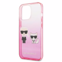 Karl Lagerfeld Gradient Ikonik Karl&Choupette viedtālruņa apvalks iPhone 13 Pro / iPhone 13 – rozā
