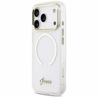 Guess IML Script Metal MagSafe Maciņš for iPhone 17 Pro - Clear