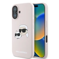 Karl Lagerfeld silikona viedtālruņa apvalks Nauble Heads Print Magnētiskais iPhone 16 Plus - rozā