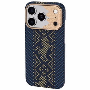 Zils Benks Magnetic Armor Air Knight kevlara vāciņš ar metāla rāmi (C.K.FL.AP.GD.C072), paredzēts iPhone 18 Pro / iPhone 17 Pro