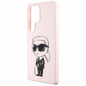Karl Lagerfeld Silikona Grafiti Ikonik drukāts logotips Magnētiskais apvalks Samsung Galaxy S25 Ultra - rozā