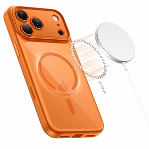 Tech-Protect Magpeak Magsafe CC futrālis iPhone 17 Pro - caurspīdīgi oranžs