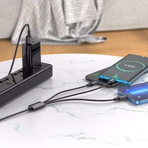 Melns Borofone BX72 3 vienā USB–USB-C / Micro-USB / Lightning kabelis, 2 A, 1 m