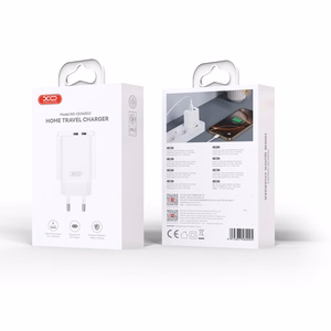 XO sienas lādētājs CE34 2x USB 2,4A, balts + USB-C kabelis