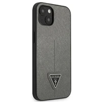 Guess GUHCP14SPSATLG iPhone 14 6.1 "sudraba cietais apvalks SaffianoTriangle Logo