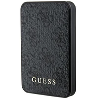 Guess Portatīvais lādētājs 15W GUPB5LP4GEGK 5000mAh melna/melna 4G Ādas Metāla Logotips