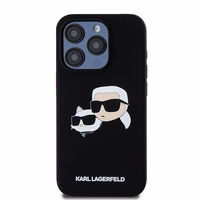 Karl Lagerfeld Silikonais Karl&Choupette Ring MagSafe apvalks iPhone 15 Pro Max - melns