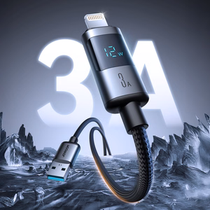 Joyroom S-A16 Pro Prism sērijas 3A USB-A - Lightning kabelis ar ekrānu 1,2 m - melns