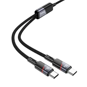 Kabelis 2in1 USB C uz USB C / USB C Hoco 5A 100W 1,2 m U139 melns