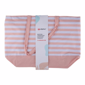 Alpina striped beach bag, 49.3 × 16 × 34 cm, apricot and white