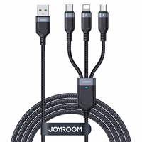 Joyroom Multi-Use Series S-A18 3in1 USB-A - Lightning / USB-C / micro USB kabelis 0.3m - melns