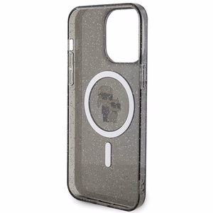 Karl Lagerfeld Karl&Choupette Mirdzošs Magnētiskais viedtālruņa apvalks iPhone 15 Pro Max - melna