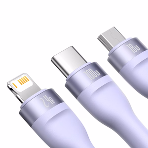 Кабель Baseus Flash Series II 3 в 1 - USB на Type C, Lightning, Micro USB - 100W 6A 1,2 метра (CASS030005) фиолетовый