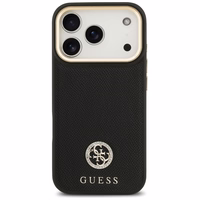 Guess Graudains Strass Logotips Magnētiskais viedtālruņa apvalks iPhone 17 Pro - melns