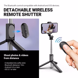 Crong SelfieGo Lite kompakta Bluetooth pašbildes nūja un statīvs, melna