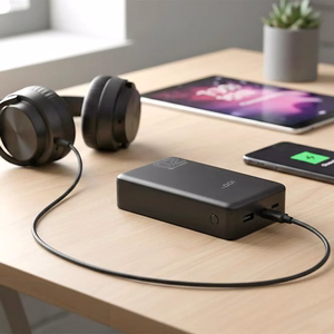 Ārējā baterija 20 000mAh, 1x USB, 2x USB-C, 20W, QC4+, LCD ekrāns, melns