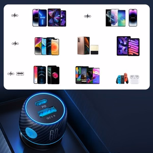 Automašīnas lādētājs Joyroom „JR-CCN01" melns 60W (PD20W / USB-C) ar LED gaismu