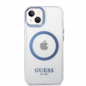Guess Metāla kontūra Magnētiskais viedtālruņa apvalks iPhone 14 Plus - zils