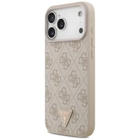 Guess Ādas 4G trīsstūra logotipa Strass Magnētiskais apvalks iPhone 17 Pro Max - rozā