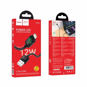 Kabelis ar LCD USB A uz Lightning Hoco 2,4A 1,2 m U146 melns