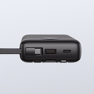 VEGER Portatīvais lādētājs 20000 mAh ar iebūvētu kabeli Micro USB / Type C / Lightning C20 (W2047 / W2059) melns