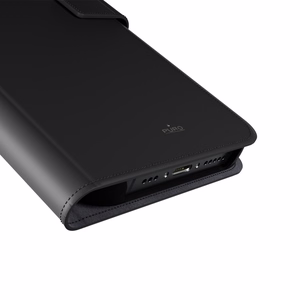 Puro Wallet Magnētiskais noņemamais 2in1 PU ādas apvalks ar vāciņu un maku iPhone 16 Pro - melns