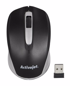 Activejet AMY-313 bezvadu USB pele (optiskā; 1200 DPI; melna un pelēka)