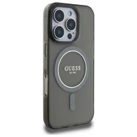 Guess IML Spīdums Aplis Magnētiskais viedtālruņa apvalks iPhone 16 Pro - melns