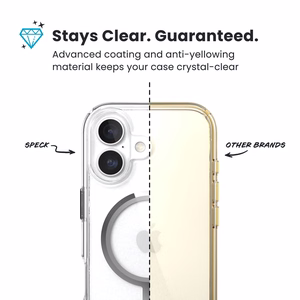 Speck Presidio Perfect Clear MagSafe - iPhone 17 maciņš (Clear / sudrabs)