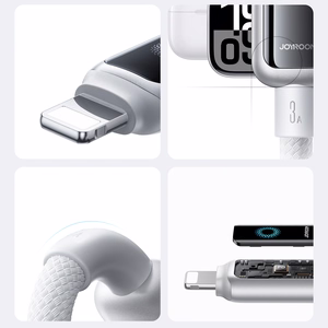 USB kabelis Joyroom S-A55 USB-A uz Lightning 3A 1,2 m, balts