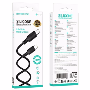 Borofone Kabelis BX113 Lenny - Type C uz Type C - PD 60W 3A 2 metri melns