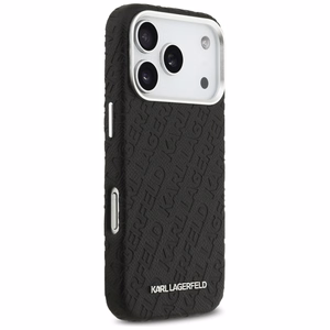 Karl Lagerfeld FW reljefs Karl MagSafe viedtālruņa apvalks iPhone 17 Pro – melns
