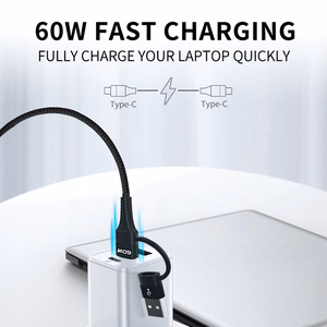 Wozinsky WNBAA 4in1 cable 2x USB-C 1x USB-A 1x Lightning 60W 1 m - black