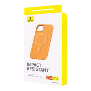 Магнитный чехол для iPhone 15 Plus Baseus Fauxther Series (Оранжевый)