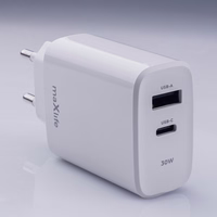 Maxlife MXTC-10-30AC PD QC lādētājs 1x USB-C 1x USB 30W balts