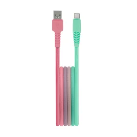 Setty kabelis USB - USB-C 1,5 m 3A KGA-C-1.5320 tirkīza-rozā gradients