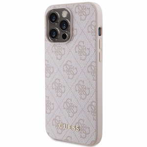 Guess 4G Metal Gold Logo viedtālruņa apvalks iPhone 15 Pro Max - rozā