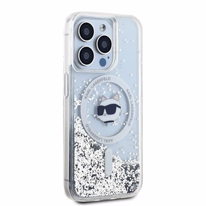 Karl Lagerfeld Šķidrais spīdums Choupette Head Magnētiskais viedtālruņa apvalks iPhone 15 Pro – caurspīdīgs