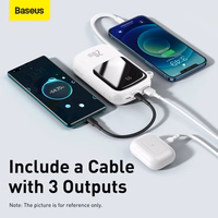 Baseus portatīvais lādētājs 20000mAh Qpow Pro - USB + Type C - PD 20W ar Lightning kabeli (PPQD060202) balta