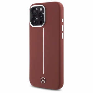 Mercedes Silicone White Stripe MagSafe Case for iPhone 16 Pro Max - Red